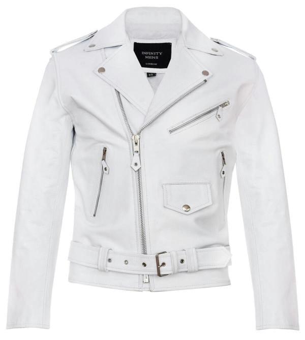 Infinity Leather Mens Leather Brando Biker Rock Motorcycle Hide Jacket