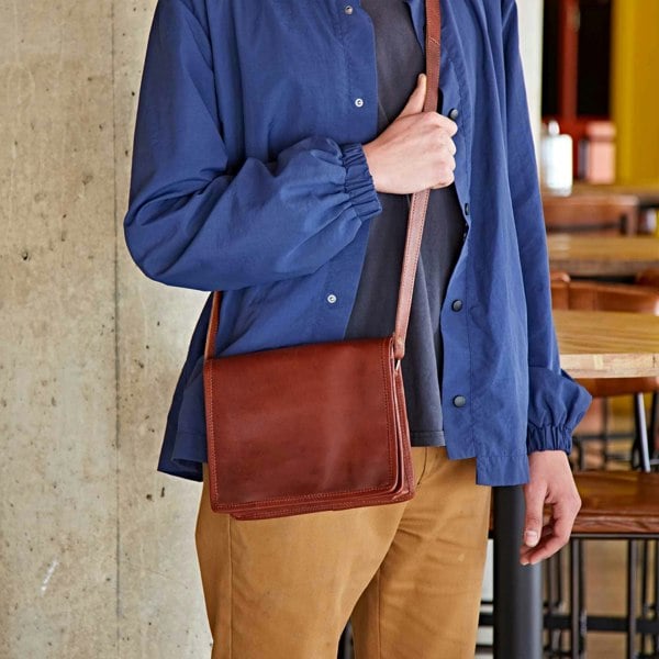 Paper High Brown Leather Messenger Bag
