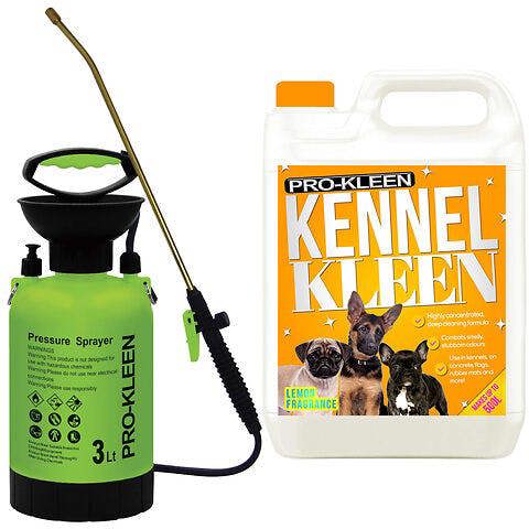 ProKleen Pro-Kleen 3L Pump Sprayer with Pro-Kleen 5L Kennel Kleen Lemon For Catteries, Hutches, Aviaries, Patios, Artificial Grass