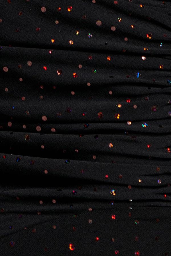 One Shoulder Fit And Flare Sequin Maxi Dress - Black Copper DR5324