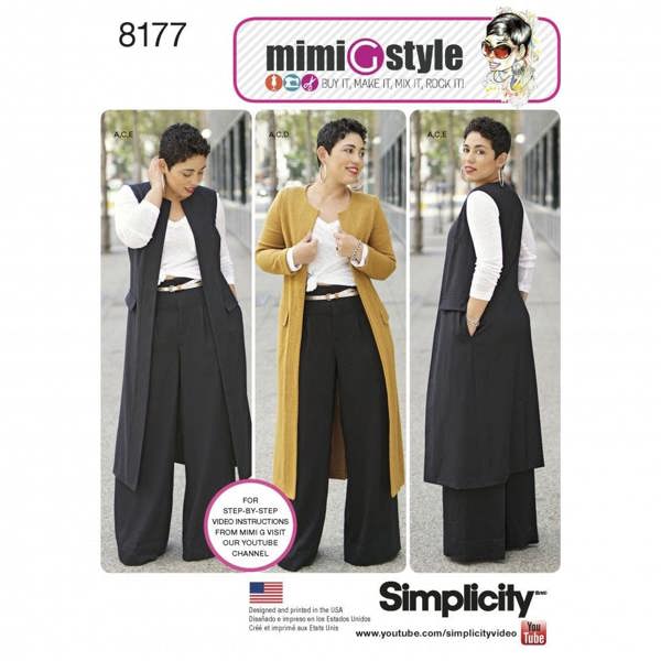 Simplicity Sewing Pattern 8177, Coats, Waistcoats, Trousers, Tops for Women, AA (10-12-14-16-18) - Intermediate