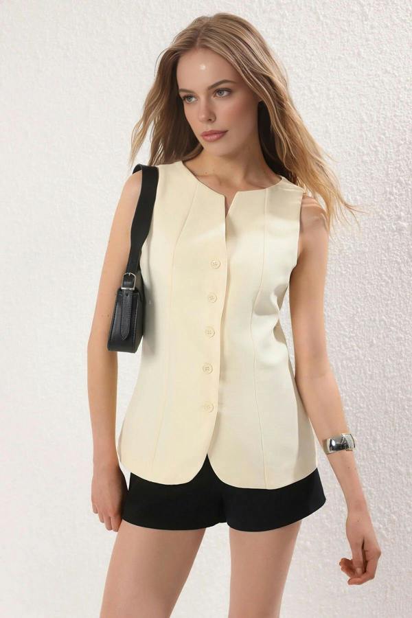 WOVCOR Boat Neck Regular Woven Vest