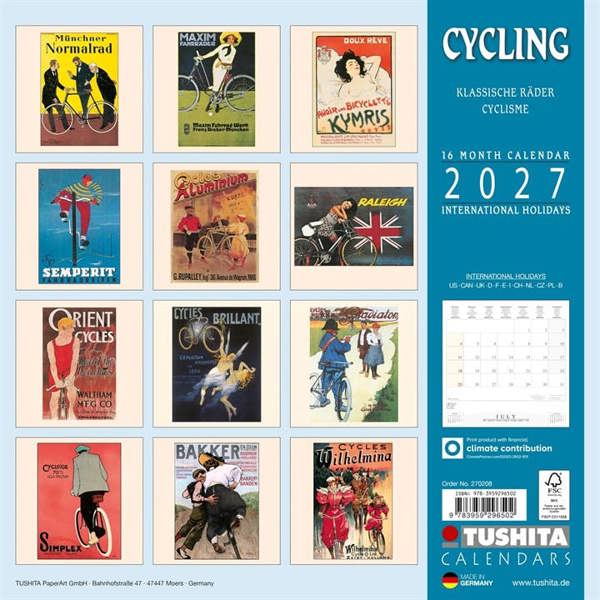 Cycling Through History Calendar 2027, Wall Calendars, Month To View, History & Literature, Gift