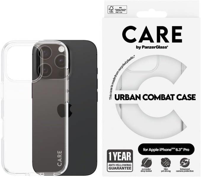 PanzerGlass Panzer Glass Care Urban Combat Case for iPhone 16 Pro 6.3" Clear - 1354