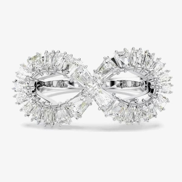 Swarovski Hyperbola Rhodium Plated Infinity Cocktail Ring 567969 - 52 (L 1/2)