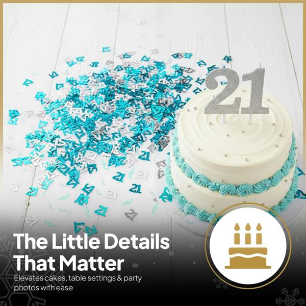 Blue & Silver Metallic Confetti Pack for 21st Birthday Table Decorations, 1 to 4 Pack Options image 8