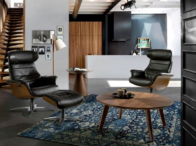 Angel Cerdá Chocolate brown leather swivel recliner armchair 5034