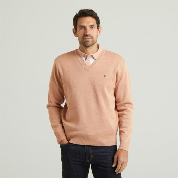 Gabicci G54K01 Mens Plain Vee Kneck Knit Gabicci Classic - PEACH