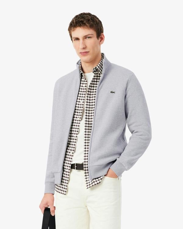 Lacoste Half Zip Mens Fleece Sweatshirt - Silver Chine CCA | CHO | Designer Mens Sweatshirts