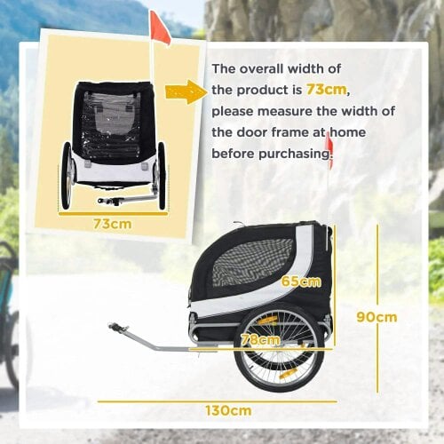 Steel Dog Bike Trailer Pet Cart Carrier for Bicycle Kit Water Resistant with Hitch Coupler Travel White and Black