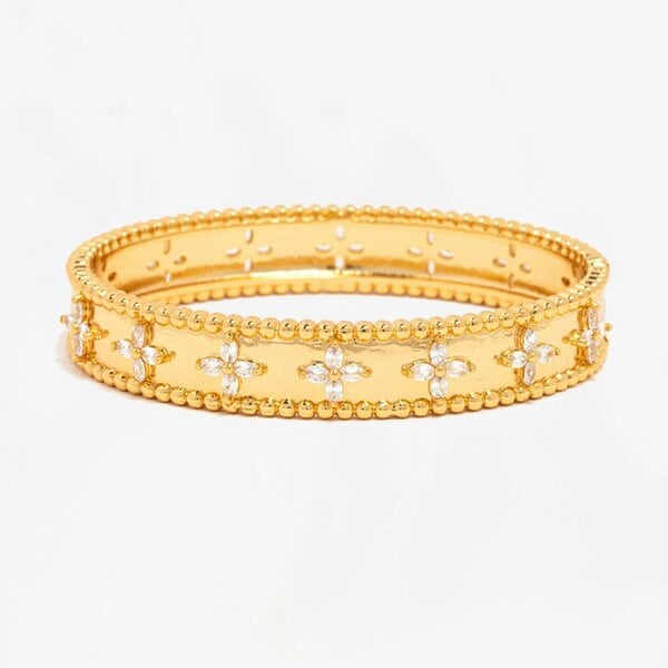 Uchi & Soto Kinmokusei Gold Flower Beaded Bangle