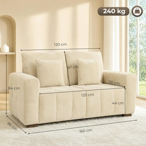 HOMCOM 2 Seater Sofa, Upholstered Small Couch with Pillows