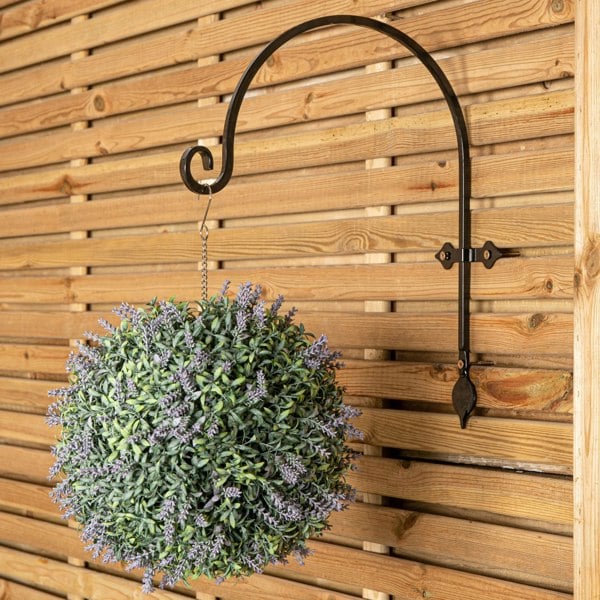 Samuel Alexander Heavy Duty Handcrafted Metal 38cm Black Wall Bracket Hook For Garden Hanging Basket Bird Feeder