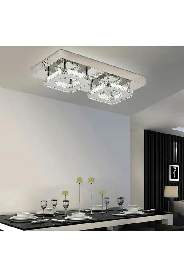 Living and Home Glam Crystal Square Ceiling Light