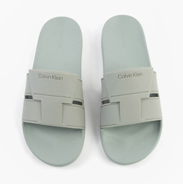 Calvin Klein POOL SLIDE DOUBLE T Mens Sliders Granite Road