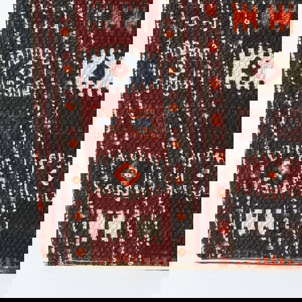 HOMESCAPES Multicolour Kilim Print Cotton Cube Pouffe - 36 x 36 x 38 cm