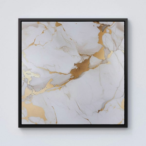 Warren Reed White Marble With Gold Framed Canvas