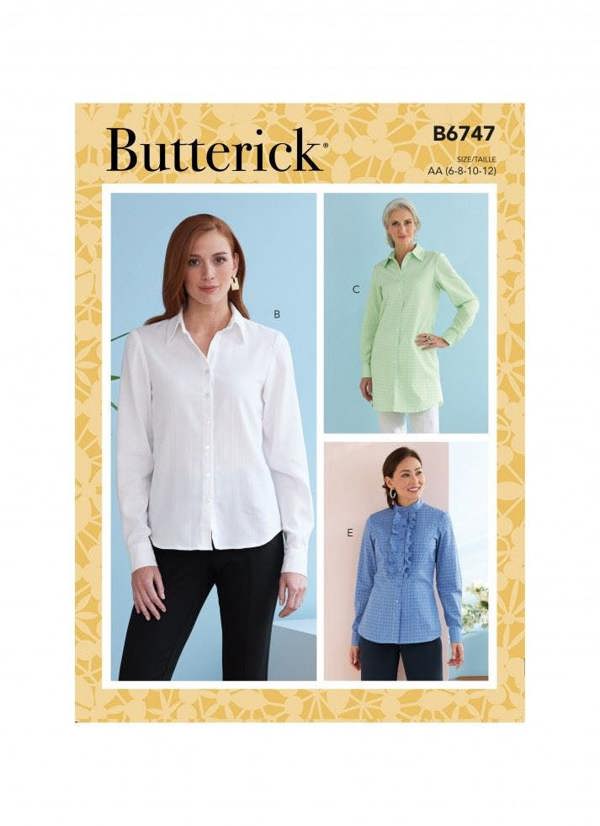 Butterick Sewing Pattern 6747, Shirts for Women, AA (6-8-10-12) - Easy