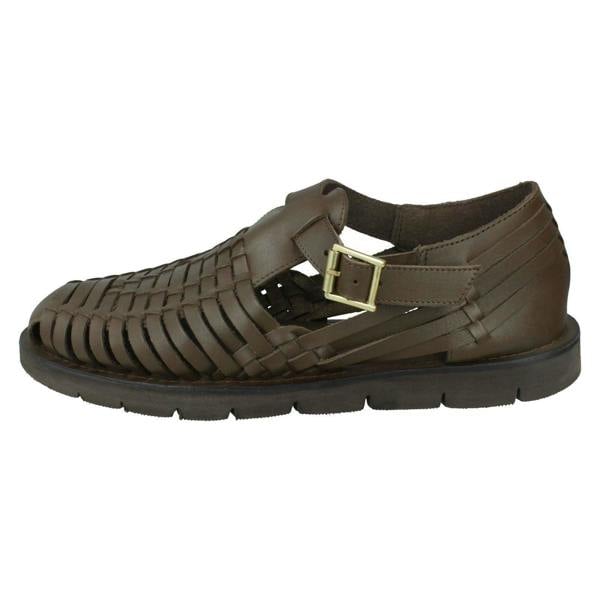 Leather Collection Mens Leather Collection Flat Weaved Sandals A0051
