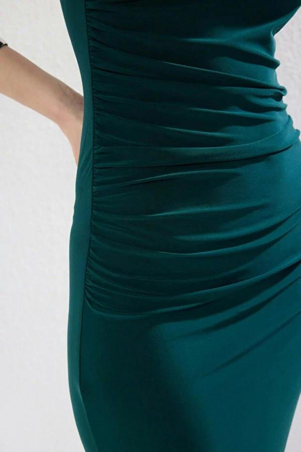 WOVCOR One-Shoulder Draped Stretch Knit Dress