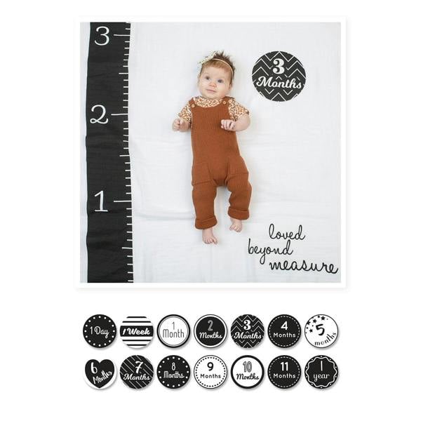 Lulujo - Baby's First Year Gift Set - Cotton Swaddle & Cards - Loved Beyond Measures