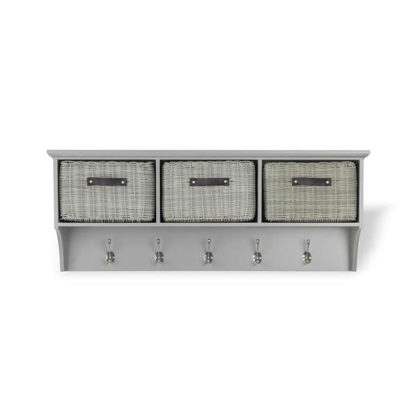 Statement Furniture Tetbury Large Wall Coat Rack with 3 Storage Baskets