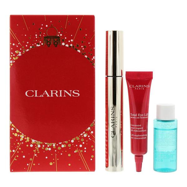 Clarins All About Eyes 3 Piece Gift Set: Mascara 8ml - Eye Serum 7ml - Make-Up Remover 10ml