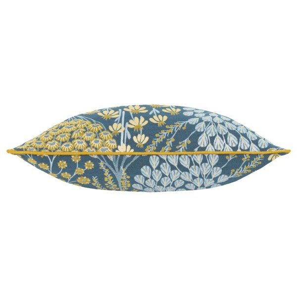 Wylder Ophelia Jacquard Floral Cushion Cover - Blue/Saffron