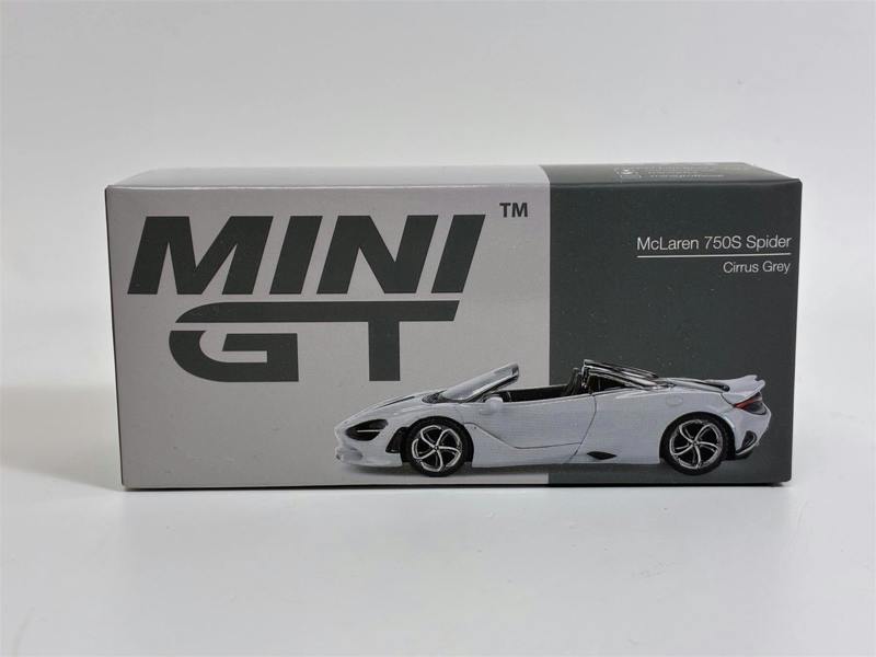 MCSlots McLaren 750S Spider Cirrus Grey LHD 1:64 Scale Mini GT MGT00973L