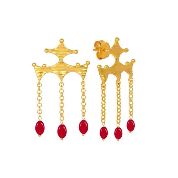 Lila Rasa Ruby Bead Drop Earrings