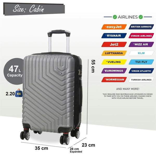 Snowball Expandable Hard Shell 8 Wheels Luggage Travel Cabin Bags Suitcase Set