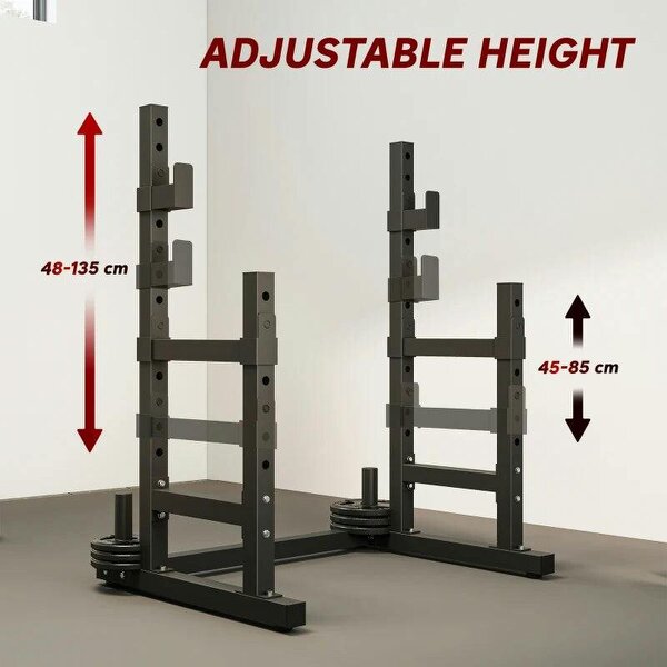 Adjustable Squat Rack with Plate Holders, 300 kg Load