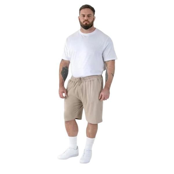 Duke Mens Mitchell 3 D555 Stretch Plain Elasticated Waist Kingsize Shorts - Stone - 