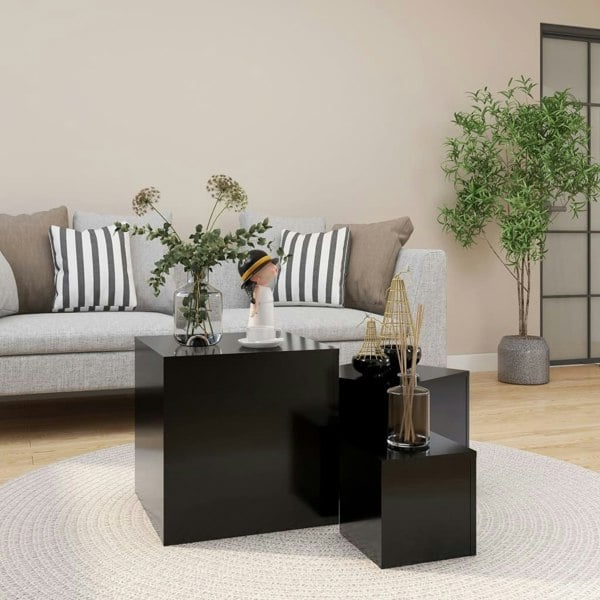 Berkfield Side Tables 3 pcs Black Engineered Wood