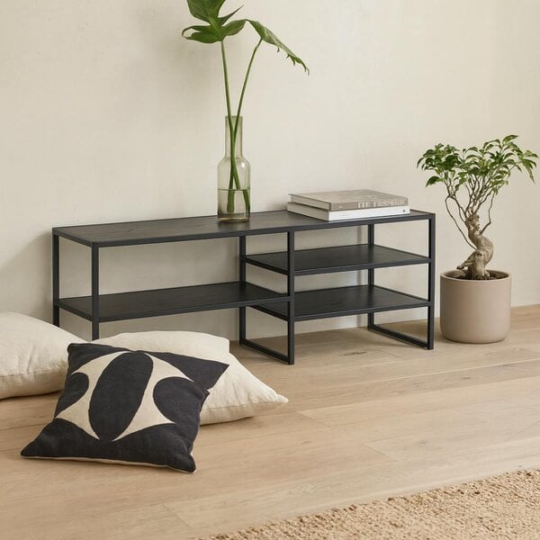 Wyld Haus El Paso Black Metal Open TV Unit 3 Black Shelves