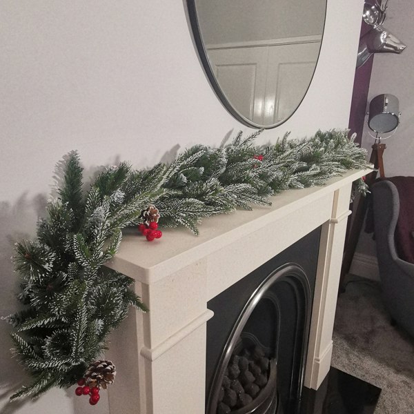 Samuel Alexander Premier 180cm (6ft) Festive New Jersey Christmas Garland PVC Tips With Berries And Cone