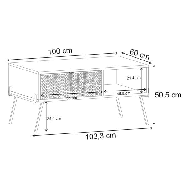 Decortie Naive Anthracite Grey UV Pattern Coffee Table (W) 103cm