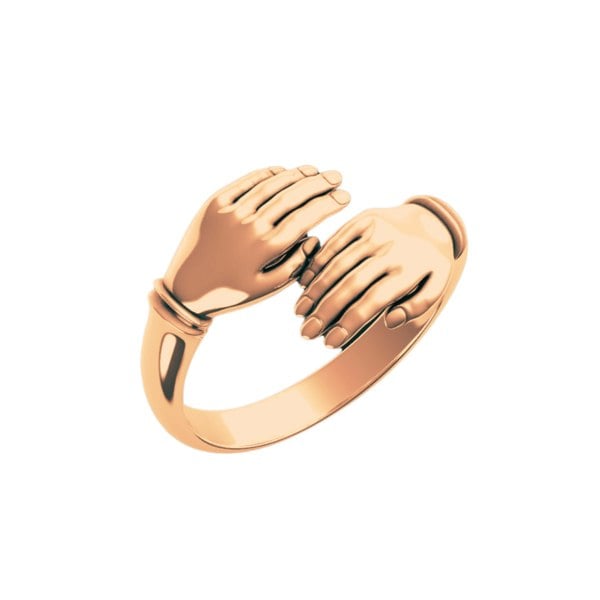 Spero London New Hug Ring With Hands Sterling Silver and Gold Plated