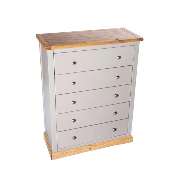 Cabinet Bits Bomporto 5 Drawer Chest of Drawers Chrome Knob