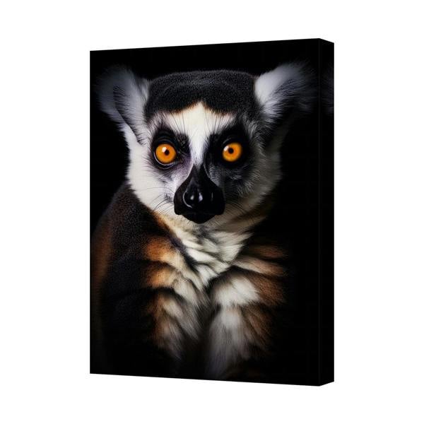 Benjamin Tate Design Stunning Lemur Portrait Canvas Wall Art Print Orange Eyes