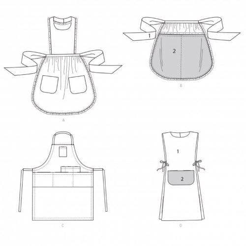 Simplicity Sewing Pattern 9301, Aprons for Men, Women, Teenagers, Kids, A (S - XL / S - XL) - Easy