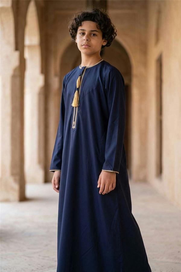 Infinity Leather Kids Boys Ramadan Moroccan Thobe Robe Emirati Eid Jubba- TT-003