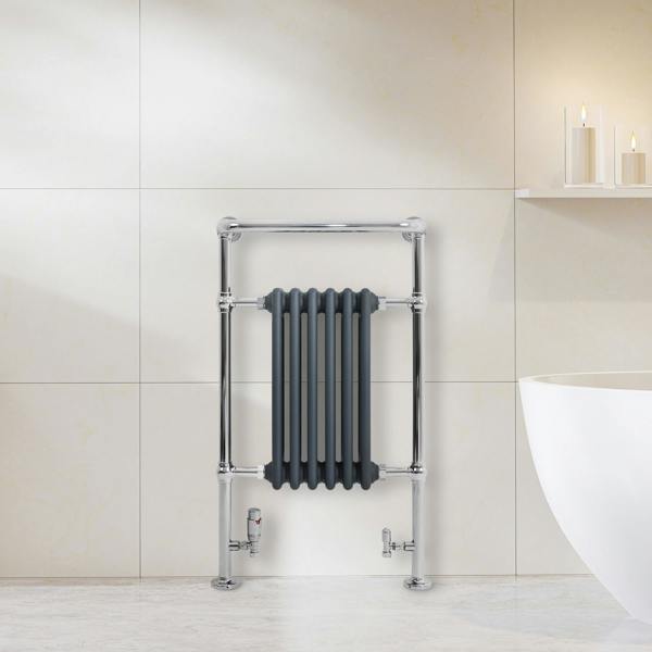 Monstershop Traditional Heated Towel Rail Radiator – 950mm x 570mm  – Anthracite Grey