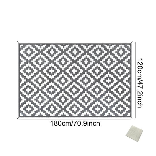 Havendro Large Garden Outdoor Rug Non Slip Grey Mat Weather Resistant Decking Decor