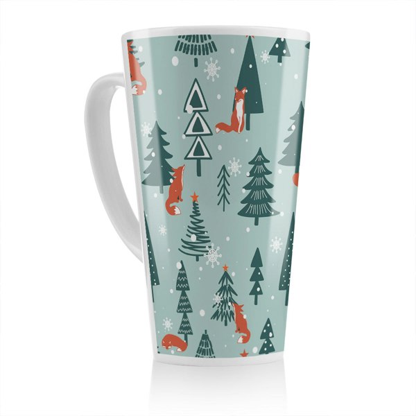 Benjamin Tate Design Fir-Trees Snow Dining Latte Mug
