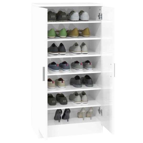 Berkfield Shoe Cabinet High Gloss White 55x35x108 cm Engineered Wood