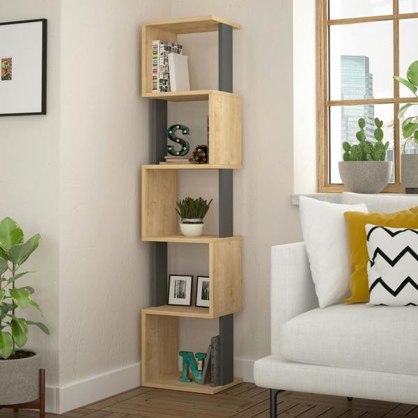 Decortie Piri 5 Tier Tall Freestanding Bookcase (H) 161cm
