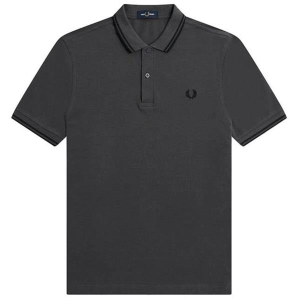 Fred Perry Mens Double Tipped Collar Polo Shirt - Black/Grey - 