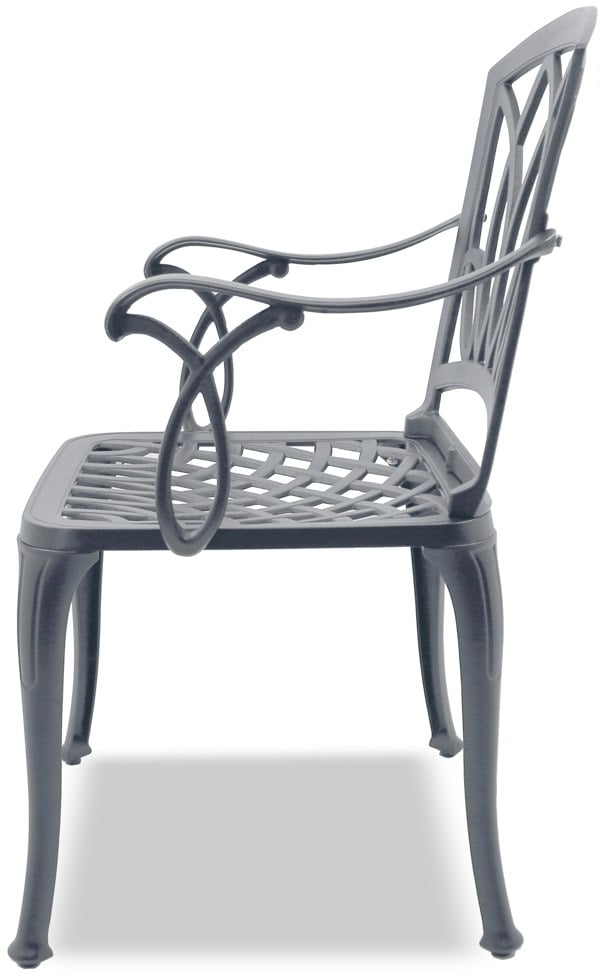 Centurion Supports POSITANO Luxurious Garden and Patio Table and 2 Large Chairs with Armrests Cast Aluminium Bistro Set - Grey