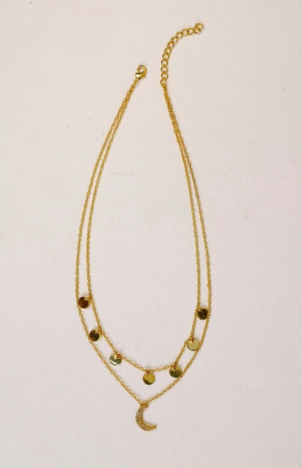 Star Gaze Double Layer Necklace Gold - Lila Rasa